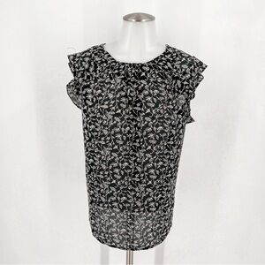 Liz Claiborne career black/white floral top